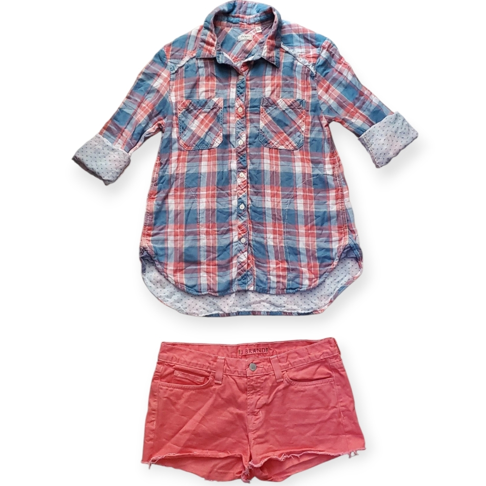 Dylan Multicolor Plaid Shirt & J Brand Shorts Set